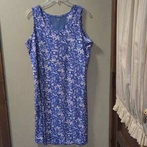 Columbia Blue and White Floral Midi Dress NWOT